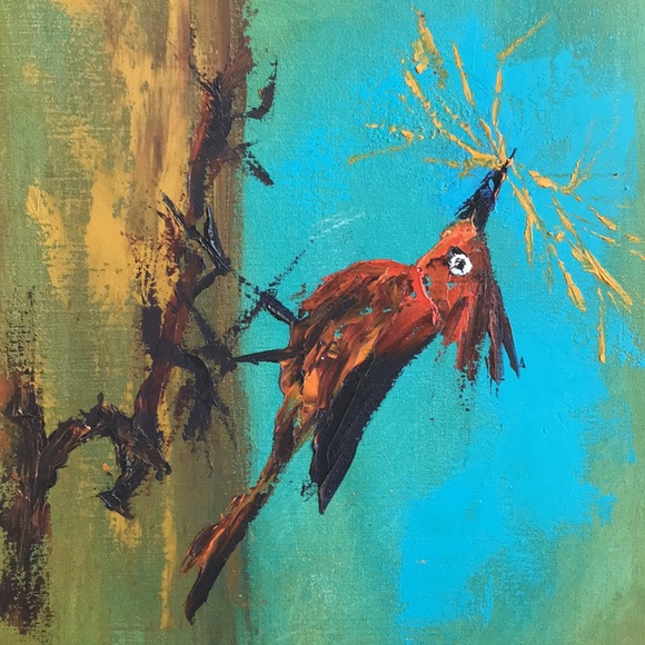 Vibrant Bird Painting on Canvas - Picture 7 of 7